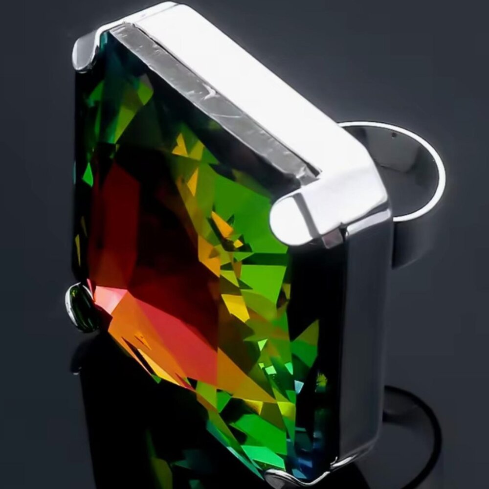 Large Adjustable Multi Color Crystal Statement Ring - Picture 4 of 4